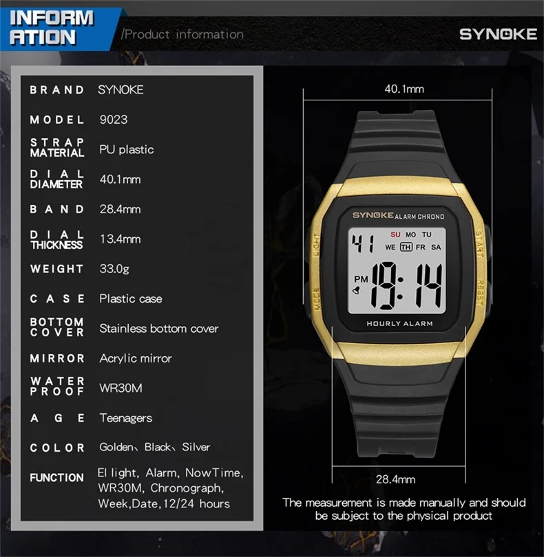 SYNOKE Men's Watches Relogio Masculino Multi Functional Sports Electronic Watch Men Waterproof Women Square Brand Luxury Band
SYNOKE Men's Watches Relogio Masculino Multi Functional Sports Electronic Watch Men Waterproof Women Square Brand Luxury Band
