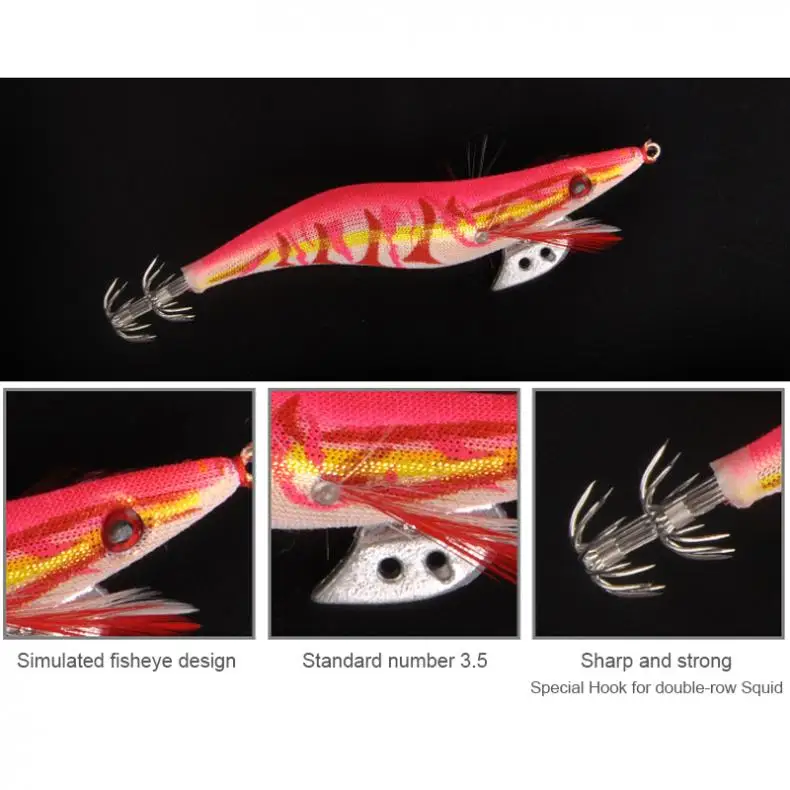 10Pcs Squid Bait Hooks 15g / 19g Wooden Shrimp Jig Fishing Lures Hooks Wood Artificial Luminous Jigging Lure with Bag 
10Pcs Squid Bait Hooks 15g / 19g Wooden Shrimp Jig Fishing Lures Hooks Wood Artificial Luminous Jigging Lure with Bag