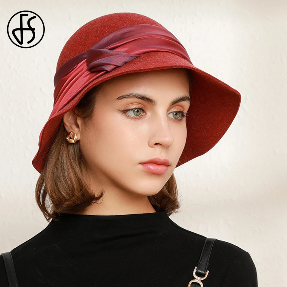 FS 2021 Lady Wool Felt Dome Fedora Hats For Women Autumn Winter Church Cloche Derby Hat Wavy Fedoras Bowler Cap With Ribbon
FS 2021 Lady Wool Felt Dome Fedora Hats For Women Autumn Winter Church Cloche Derby Hat Wavy Fedoras Bowler Cap With Ribbon