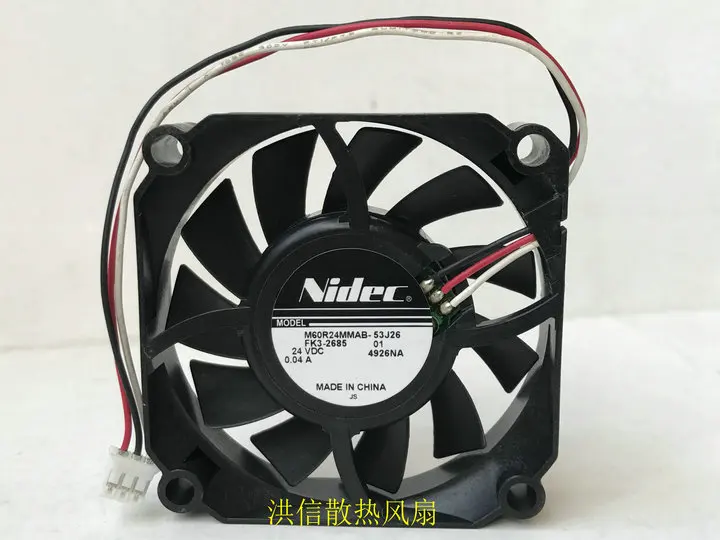 Original Nidec 6015 m60r24mmab-53j26 DC24V 0.04a 3-wire frequency converter fan
Original Nidec 6015 m60r24mmab-53j26 DC24V 0.04a 3-wire frequency converter fan