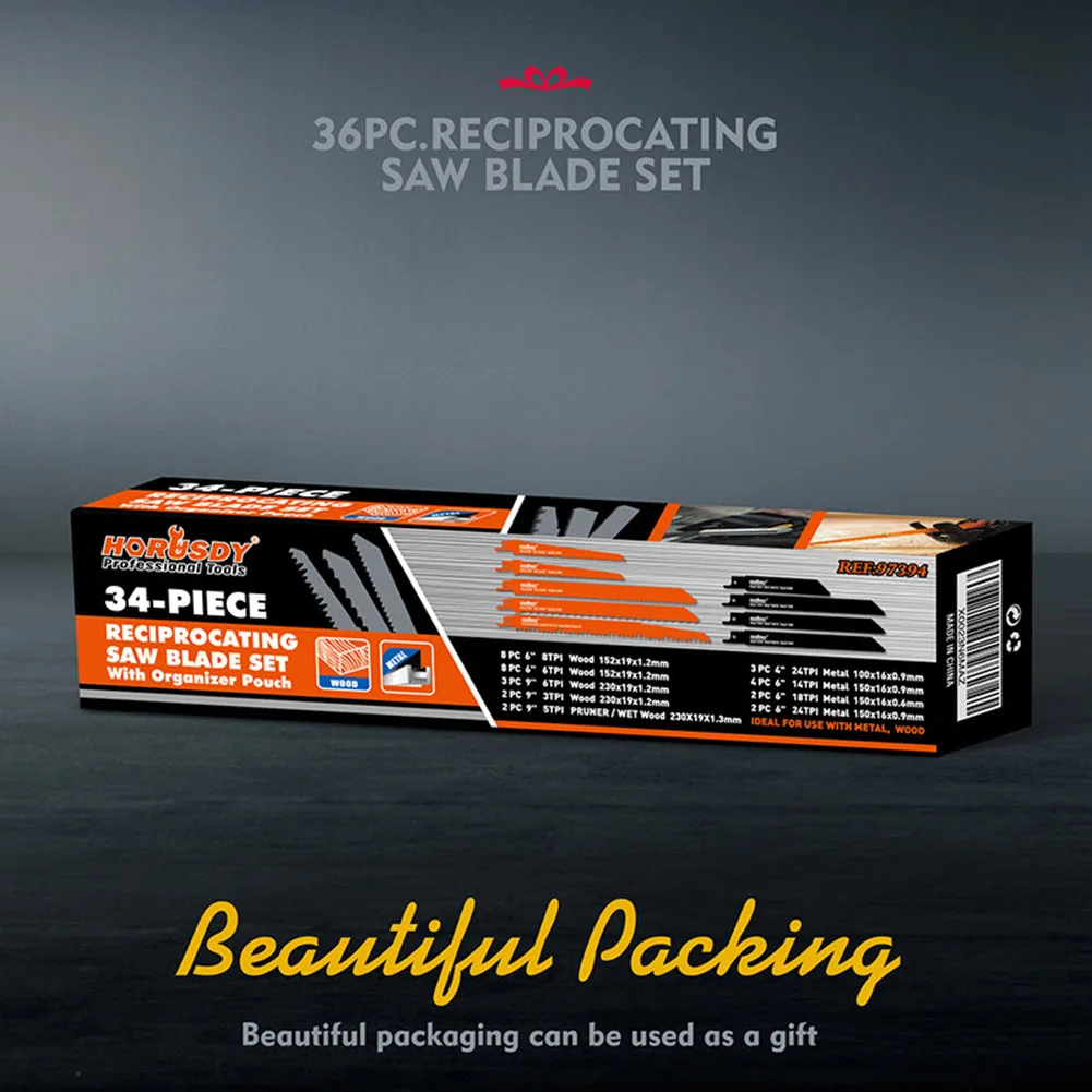 34PCS Reciprocating Saw Blade Set Metal Woodcutting Pruning With Organizer Pouch A Selection Of Blades For Common Applications
34PCS Reciprocating Saw Blade Set Metal Woodcutting Pruning With Organizer Pouch A Selection Of Blades For Common Applications