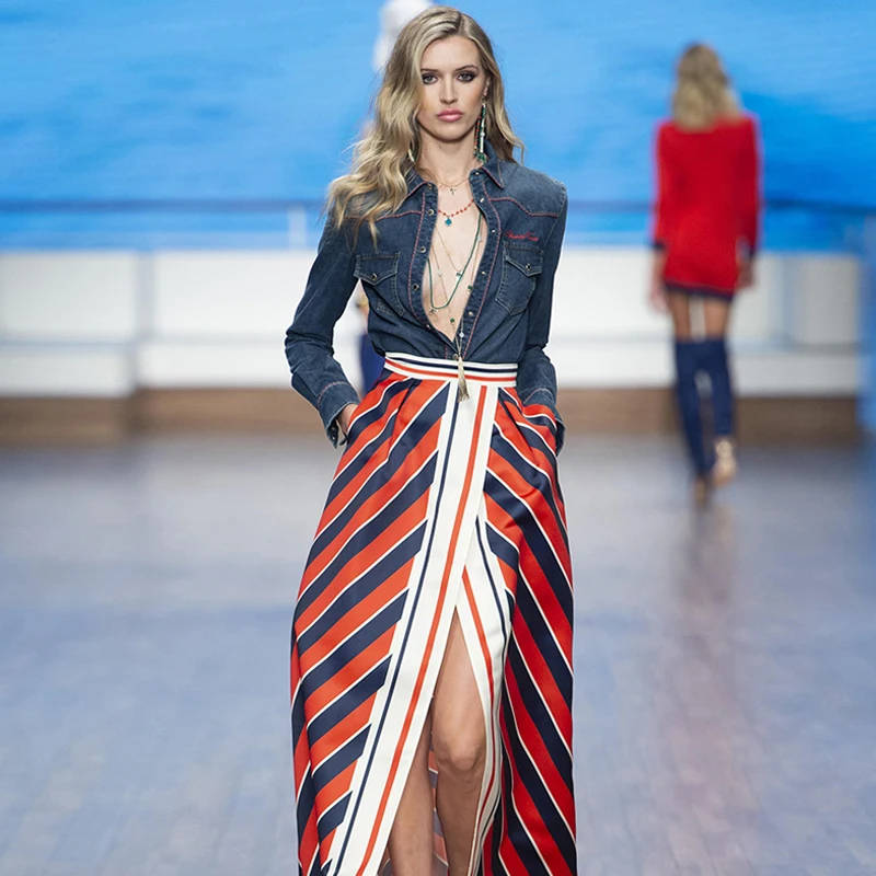 New Fashion High Quality Women's Sets Party Workplace Denim Shirt Sexy Striped Half Skirt Vintage Elegant Chic Spring Autumn Set
New Fashion High Quality Women's Sets Party Workplace Denim Shirt Sexy Striped Half Skirt Vintage Elegant Chic Spring Autumn Set