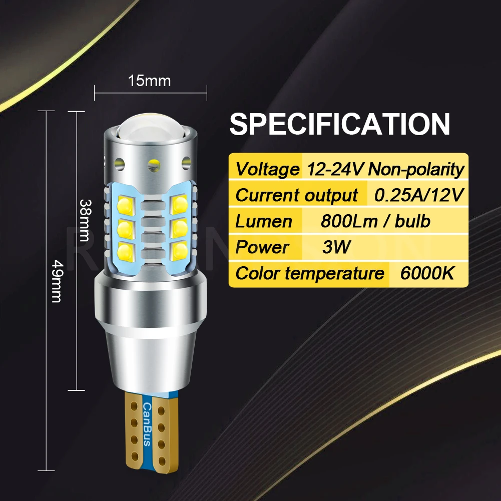 1 шт. 30 Вт/50 Вт/60 Вт/80 Вт T15 W16W XBD чипы 6/10/12/16SMD светодиодный Canbus без ошибок автомобиля