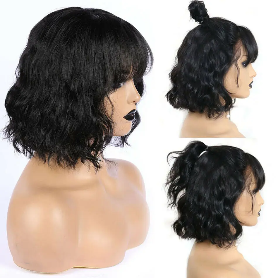 Short Wavy Human Hair Bob Wigs with Bangs Malaysian Remy Human Hair Full Machine Wig Wob Glueless None Lace Wigs Natural Black
Short Wavy Human Hair Bob Wigs with Bangs Malaysian Remy Human Hair Full Machine Wig Wob Glueless None Lace Wigs Natural Black
