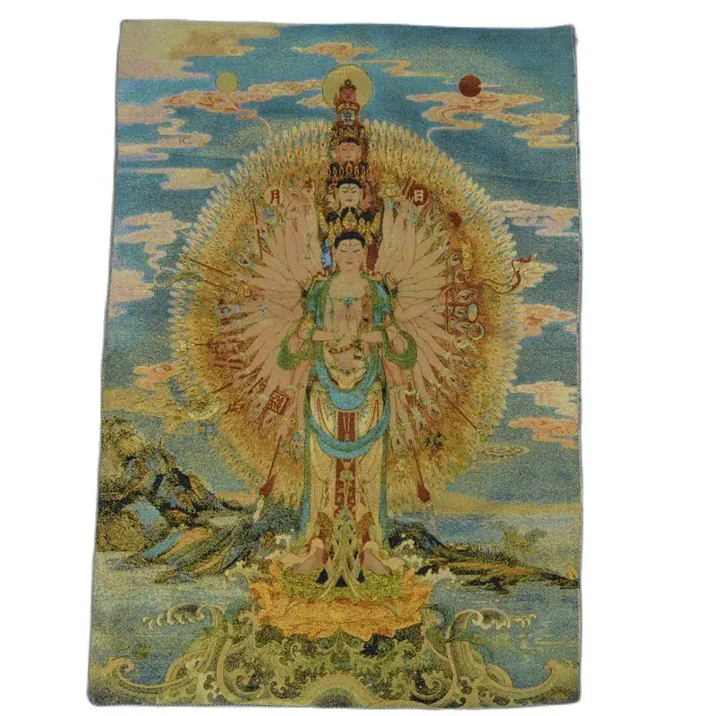 Китайская шелковая вышивка картина танка тысяча рук тысяча глаз Гуаньинь портрет тибетского Будды
Китайская шелковая вышивка картина танка тысяча рук тысяча глаз Гуаньинь портрет тибетского Будды