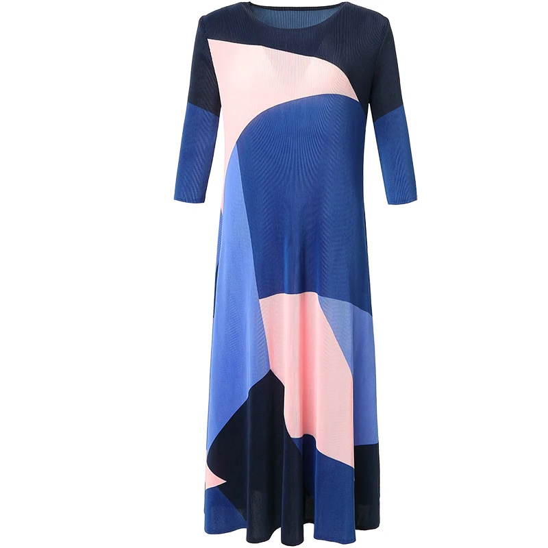 Plus Size Dress For Women 45-75kg Autumn 2020 Round Neck Three Quarter Sleeve Mixed Colors Loose Miyake Pleated Casual Dress
Plus Size Dress For Women 45-75kg Autumn 2020 Round Neck Three Quarter Sleeve Mixed Colors Loose Miyake Pleated Casual Dress