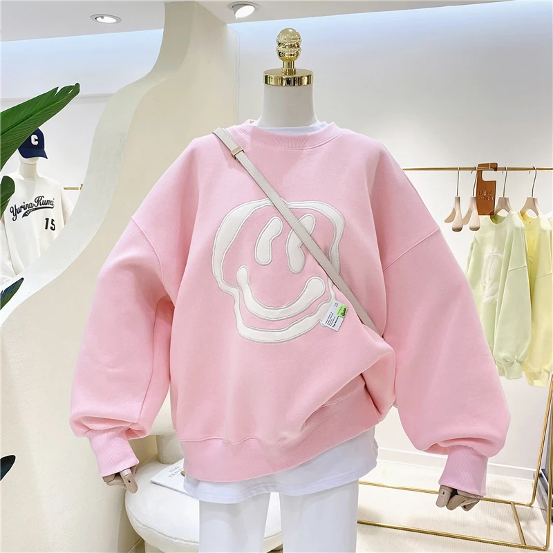 Women's Plus Size Casual Sweatshirt Coat Long Sleeve Crew Neck Smile Embroidery Cotton Streetwear Oversized Pullovers Outwear
Women's Plus Size Casual Sweatshirt Coat Long Sleeve Crew Neck Smile Embroidery Cotton Streetwear Oversized Pullovers Outwear
