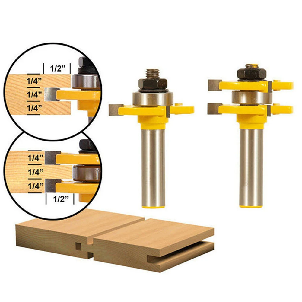2 Pcs 1/2 Shank High Quality Tongue & Groove Joint Assembly Milling Cutter Bit Set 3/4" Stock Wood Cutting Tool Assembly
2 Pcs 1/2 Shank High Quality Tongue & Groove Joint Assembly Milling Cutter Bit Set 3/4" Stock Wood Cutting Tool Assembly