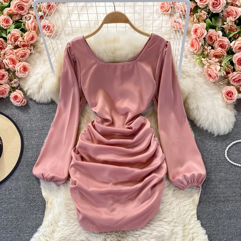 2021 Autumn Sexy Square Neck Long Sleeve Slim Fit Dress Women Wrinkled Celebrity Hip Wrap Long Sleeve Pleated Dress
2021 Autumn Sexy Square Neck Long Sleeve Slim Fit Dress Women Wrinkled Celebrity Hip Wrap Long Sleeve Pleated Dress