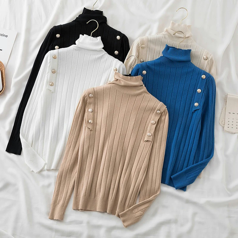 Korean Fashion Double Breasted Turtleneck Women Sweater Pullover Autumn Winter Woman Sweaters Slim Soft Knit Warm Jumpers Tops
Korean Fashion Double Breasted Turtleneck Women Sweater Pullover Autumn Winter Woman Sweaters Slim Soft Knit Warm Jumpers Tops