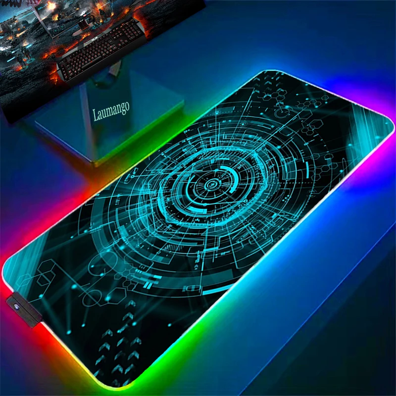 

Mause Pad Anime Mouse Mats Xxl Technology Large RGB LED Gamer Desk Mat Deskmat Data Frog Gaming Mousepad Company Yugioh Playmat