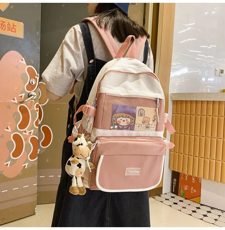 Ulzzang Korean Fashion Backpack Women Mesh Pockets With Cards Nylon Bag Student Book Bag School Bags For Teenage Girls Backpacks
Ulzzang Korean Fashion Backpack Women Mesh Pockets With Cards Nylon Bag Student Book Bag School Bags For Teenage Girls Backpacks