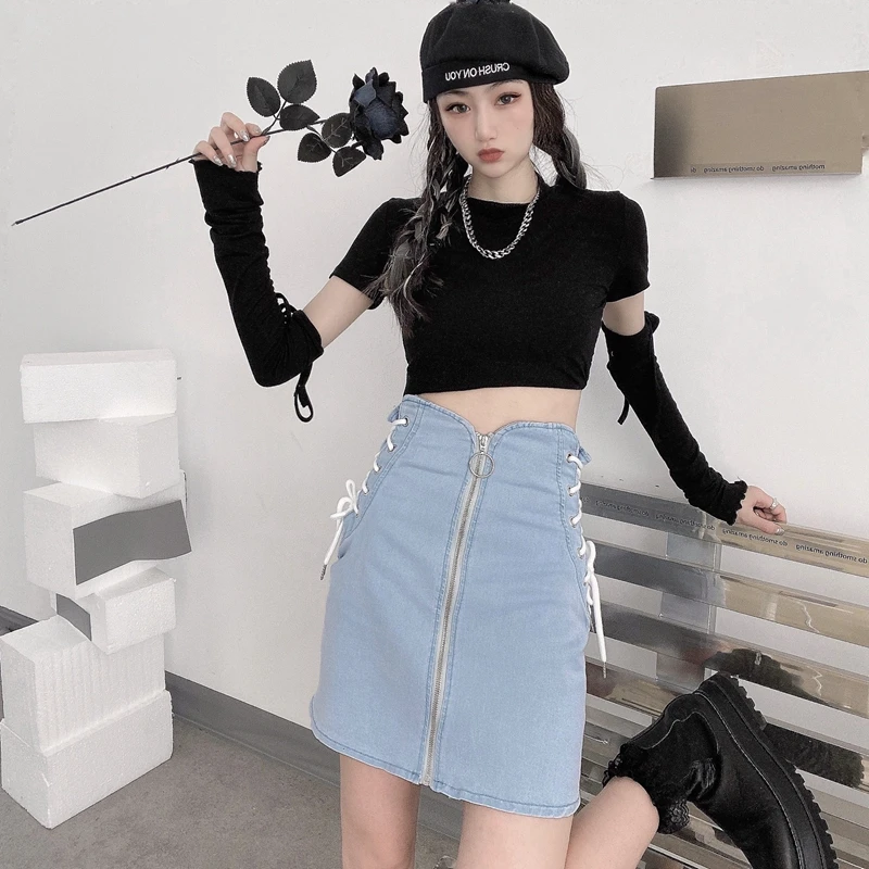 Harajpoo Women Skirt Korean Style Ins Personality Positive Negative Wear Design Zipper Double Strap High Waist Bag Hip Skirts 
Harajpoo Women Skirt Korean Style Ins Personality Positive Negative Wear Design Zipper Double Strap High Waist Bag Hip Skirts