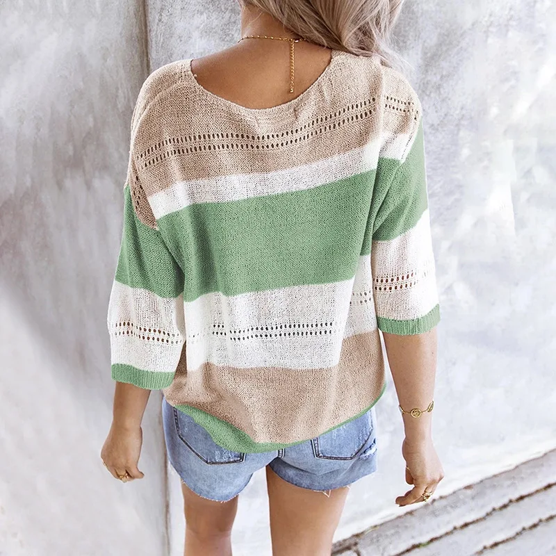 2020 Casual Striped Woman Sweaters Autumn Winter Mujer Fashion Half Sleeve Thin Pullovers Knit Sweater Women Clothes Streetwear
2020 Casual Striped Woman Sweaters Autumn Winter Mujer Fashion Half Sleeve Thin Pullovers Knit Sweater Women Clothes Streetwear