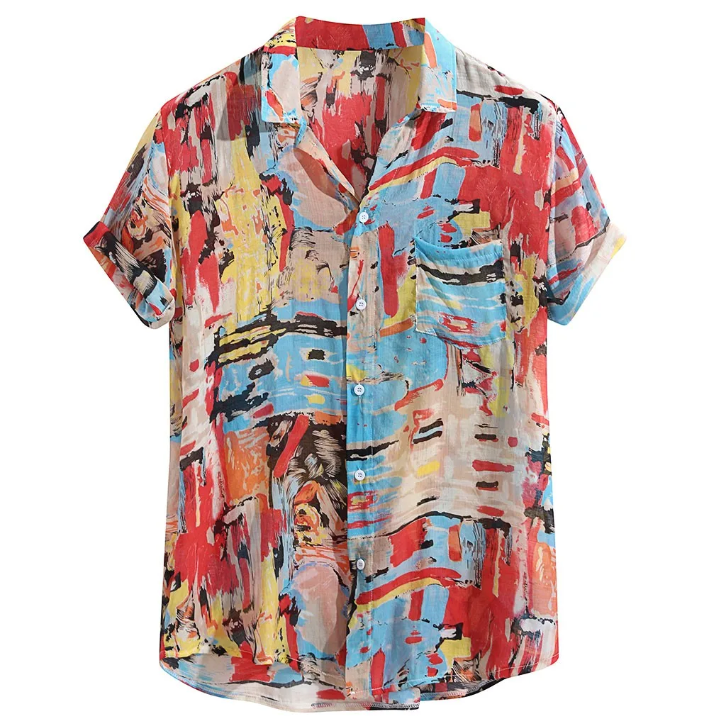 Hot Sale Men's Casual Cotton Shirts tops Summer Breathable Colorful Printing Loose Turn Down Collar Sheer Short Sleeve Shirt #F
Hot Sale Men's Casual Cotton Shirts tops Summer Breathable Colorful Printing Loose Turn Down Collar Sheer Short Sleeve Shirt #F