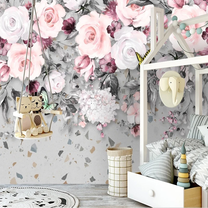 

Custom Any Size Self-Adhesive Mural Wallpaper 3D Modern And Simple Flowers Blooming Rich Peony Pastoral Background Wall Tapety