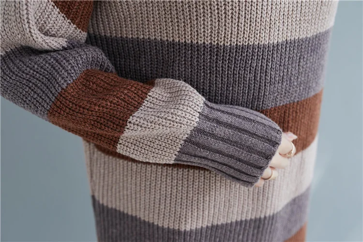 #1280 Women Sweaters And Pullovers Half High Collar Casual Long Sweater Ladies Loose Striped Knitted Sweater Femme Long Sleeves
#1280 Women Sweaters And Pullovers Half High Collar Casual Long Sweater Ladies Loose Striped Knitted Sweater Femme Long Sleeves