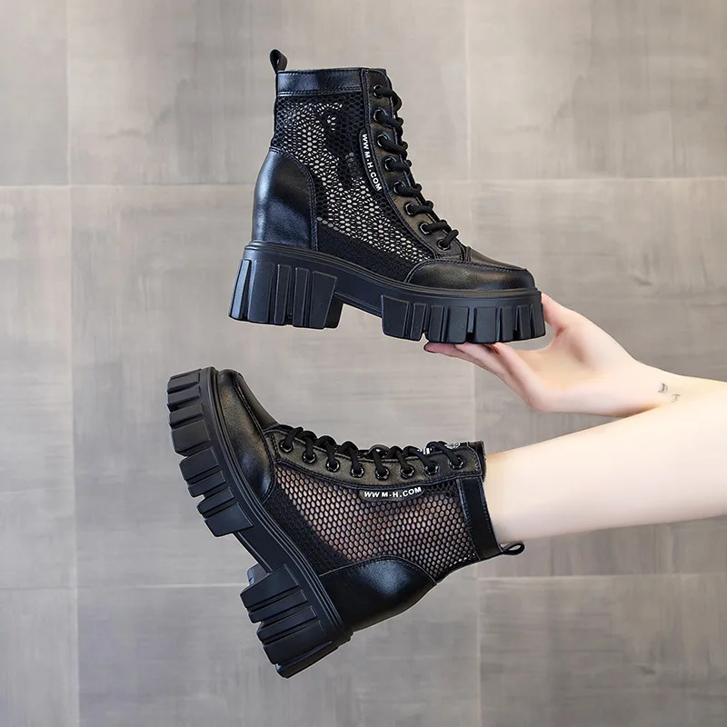 Motorcycle Women's Boots Soft Leather Shoes Black Botas Wedges Female Lace Up Platforms Women White Botas Mujer
Motorcycle Women's Boots Soft Leather Shoes Black Botas Wedges Female Lace Up Platforms Women White Botas Mujer