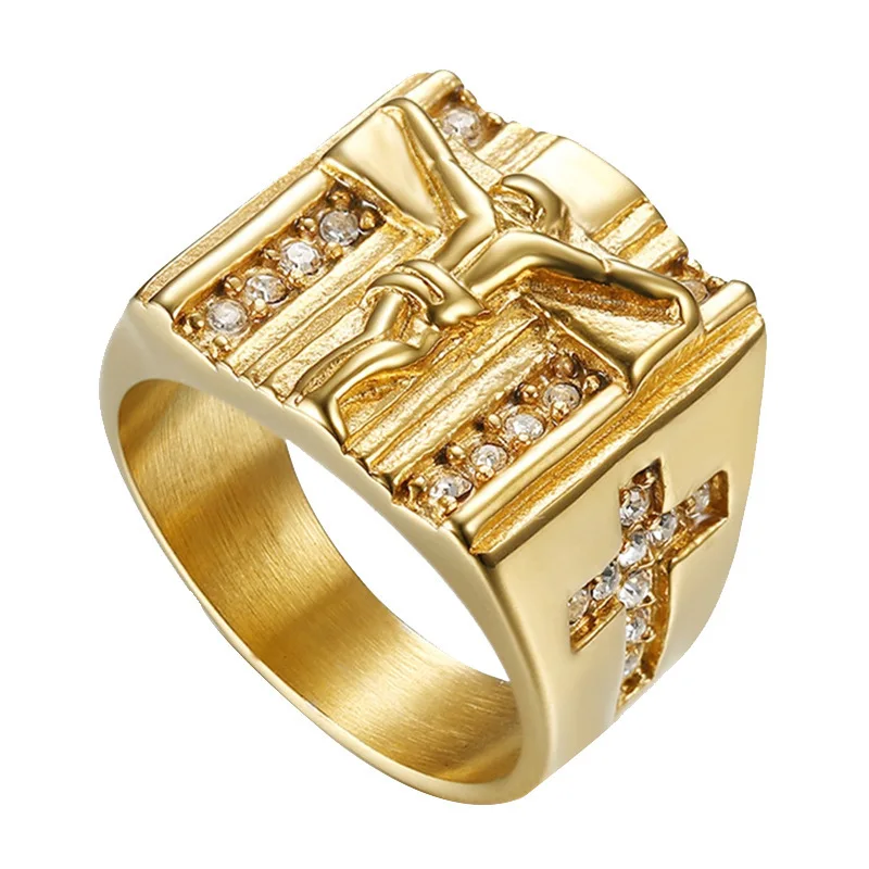 Gold Plated Crucifixion Ring Christian Men's Ring Popular Religion Christian Faith Jewelry Anniversary Gift Size Us7-14
Gold Plated Crucifixion Ring Christian Men's Ring Popular Religion Christian Faith Jewelry Anniversary Gift Size Us7-14