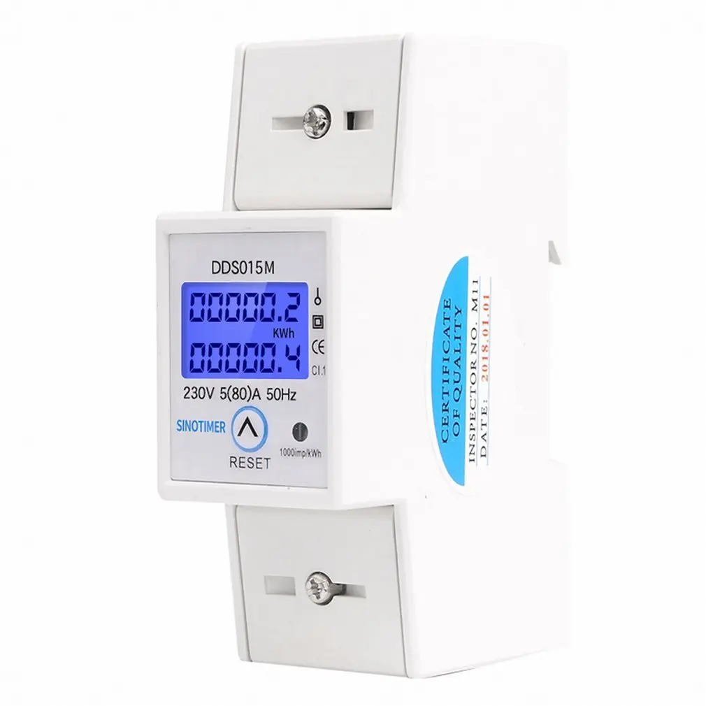 DIN Rail 5-80A 230V AC 50Hz Single Phase Wattmeter Power Consumption Watt Electric Energy Meter KWh With Reset Function
DIN Rail 5-80A 230V AC 50Hz Single Phase Wattmeter Power Consumption Watt Electric Energy Meter KWh With Reset Function