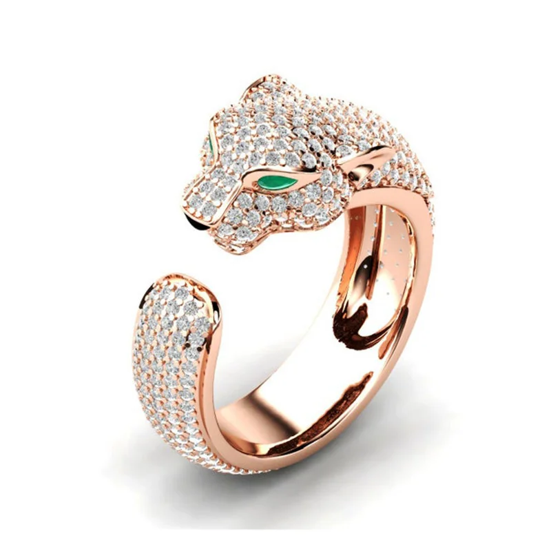 Unisex Leopard Head Full of Crystal Open Aniaml Rings Jewelry Adjustable Hand Accessories
Unisex Leopard Head Full of Crystal Open Aniaml Rings Jewelry Adjustable Hand Accessories