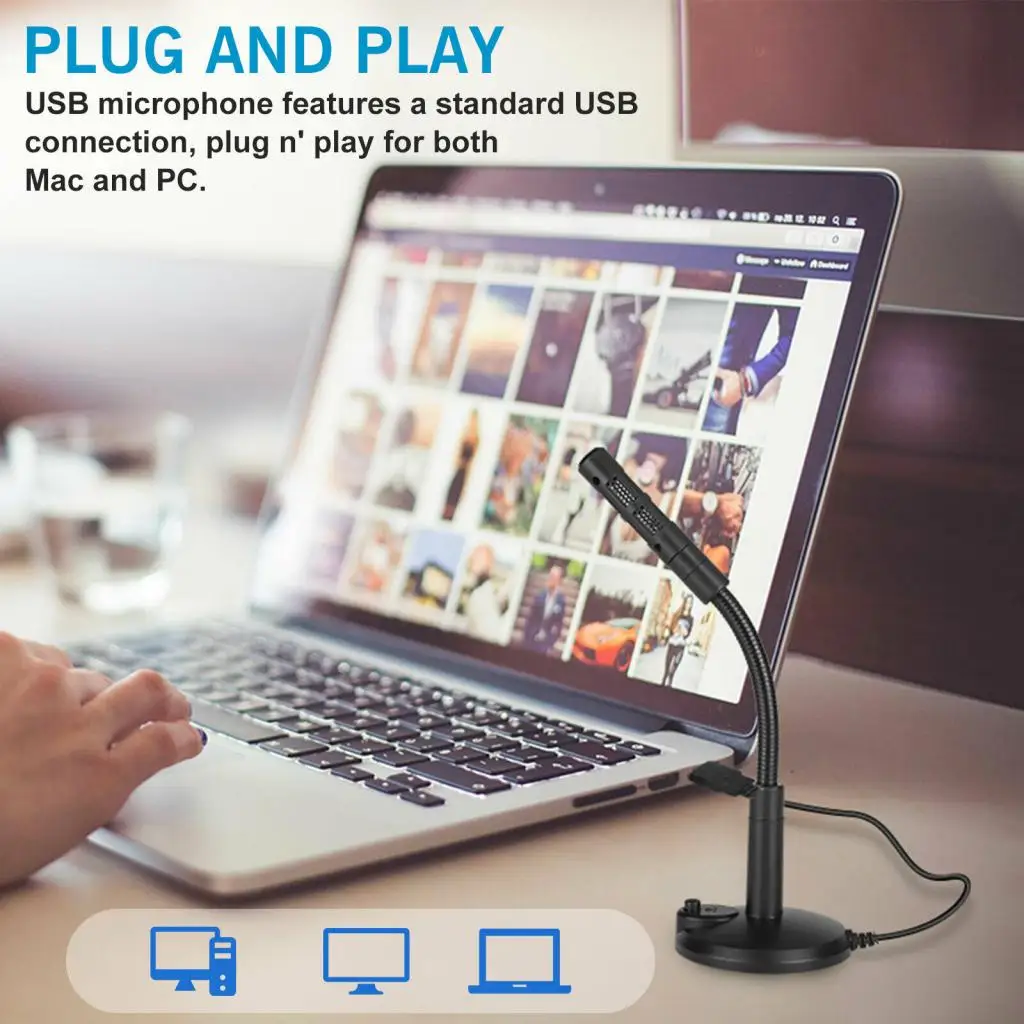 USB-микрофон для компьютера, профессиональный ПК-микрофон Plug & Play с отключением звука
USB-микрофон для компьютера, профессиональный ПК-микрофон Plug & Play с отключением звука