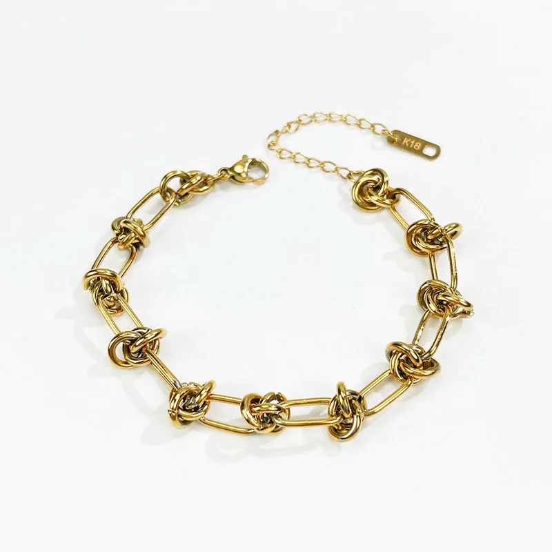 Minar Minimalist Hollow Knotted Chain Huggie Knotted Bracelets for Women Female Gold Color Titanium Steel Bracelets Accessories
Minar Minimalist Hollow Knotted Chain Huggie Knotted Bracelets for Women Female Gold Color Titanium Steel Bracelets Accessories