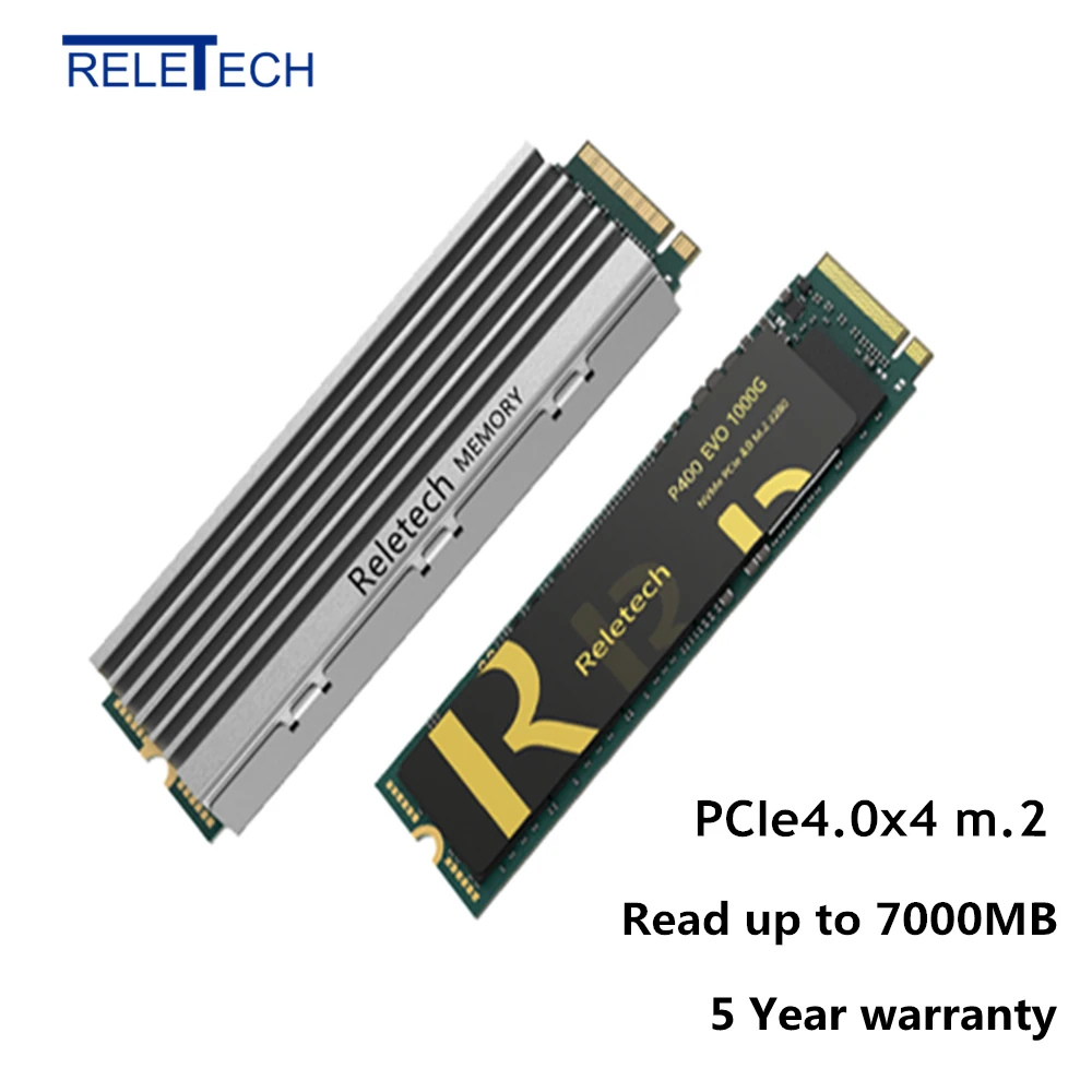 Reletech ssd m2 nvme PCIE4.0 M.2 1 ТБ 2 Чтение до 7000 МБ / с. Твердотельный накопитель 2280 Жесткий