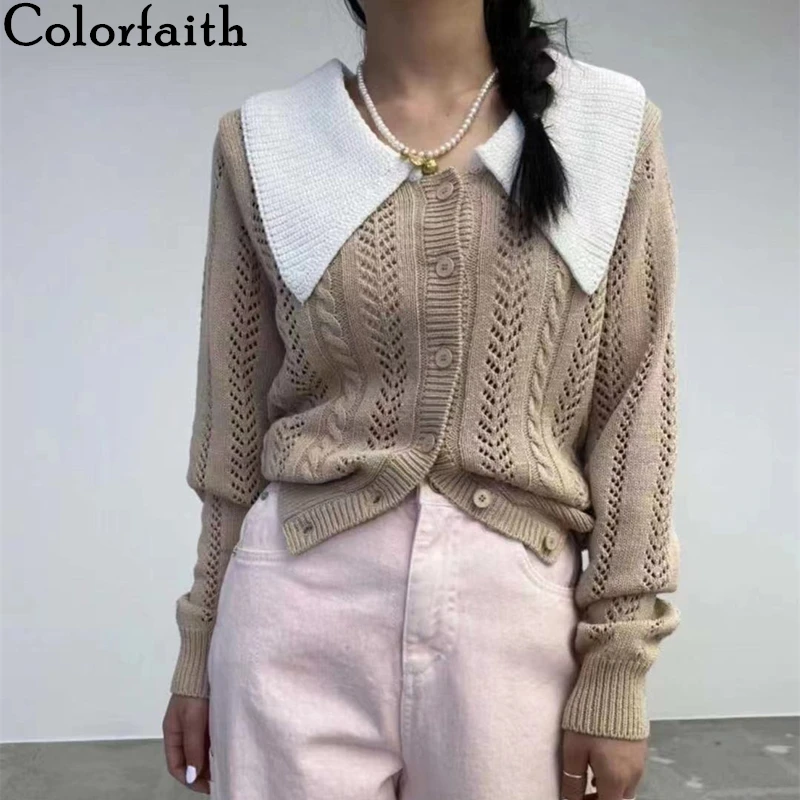 Colorfaith/Новинка 2021 года; Женский свитер; Сезон осень-зима; Модный элегантный кардиган на пуговицах с матросским воротником; Топы с вырезами; ...
Colorfaith/Новинка 2021 года; Женский свитер; Сезон осень-зима; Модный элегантный кардиган на пуговицах с матросским воротником; Топы с вырезами; ...