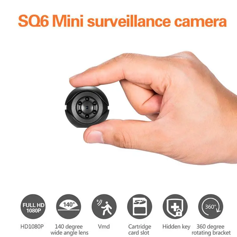 SQ6 HD Mini Camera 1080P Sport DV Mini Infrared Night Vision Monitor Concealed Small DV Video Recorder Support TF Card
SQ6 HD Mini Camera 1080P Sport DV Mini Infrared Night Vision Monitor Concealed Small DV Video Recorder Support TF Card