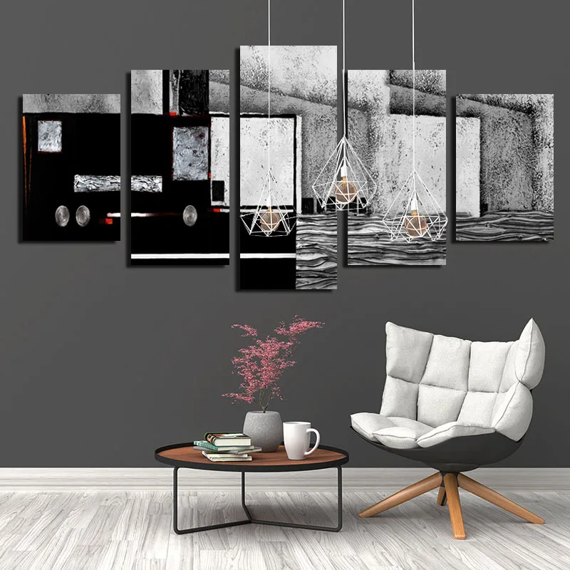 

Холст, водостойкие чернила, минималистичный черно-белый абстрактный стиль, 5 шт., картина, безрамный плакат для современного украшения дома