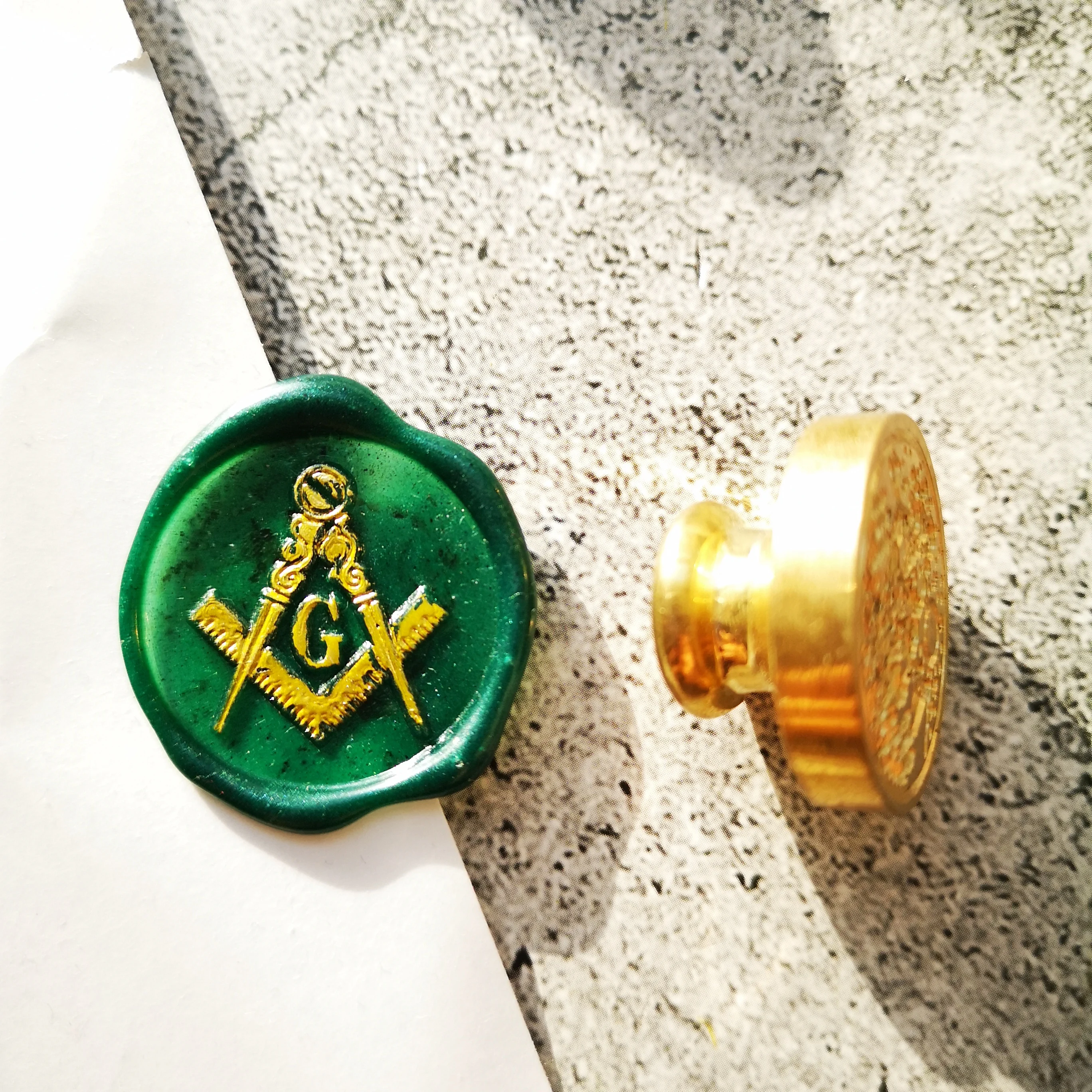 New Free-Mason Free and Accepted Masons logo The Mason's Symbo Compasses trisquare Letter G wax seal stamp sealing | Дом и сад