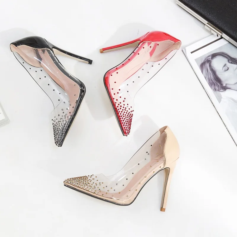 2019 transparent rhinestone pointed thin high-heeled shoes color women's shoes
2019 transparent rhinestone pointed thin high-heeled shoes color women's shoes
