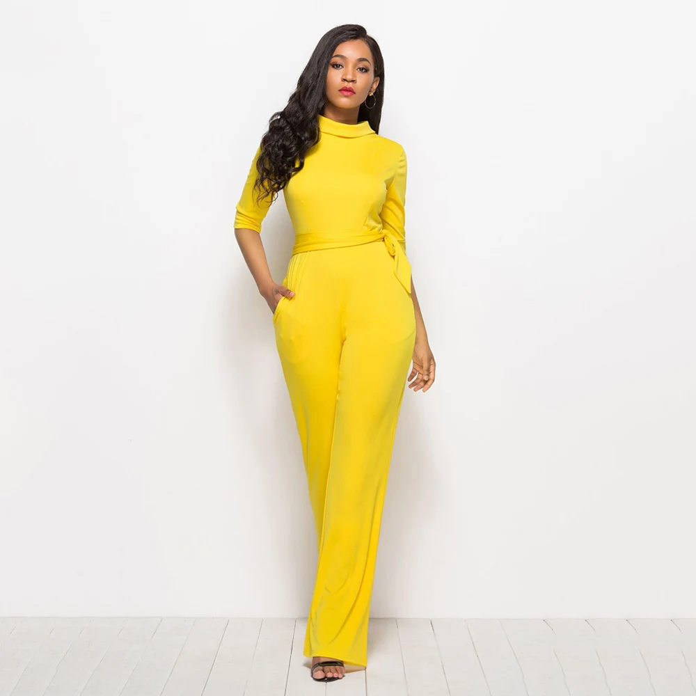 Stand Collar Half Sleeve Autumn Jumpsuit Wide Leg Casual Slim Women's Overalls Elegant Bandage Office Lady Pockets Plus Size 3XL
Stand Collar Half Sleeve Autumn Jumpsuit Wide Leg Casual Slim Women's Overalls Elegant Bandage Office Lady Pockets Plus Size 3XL