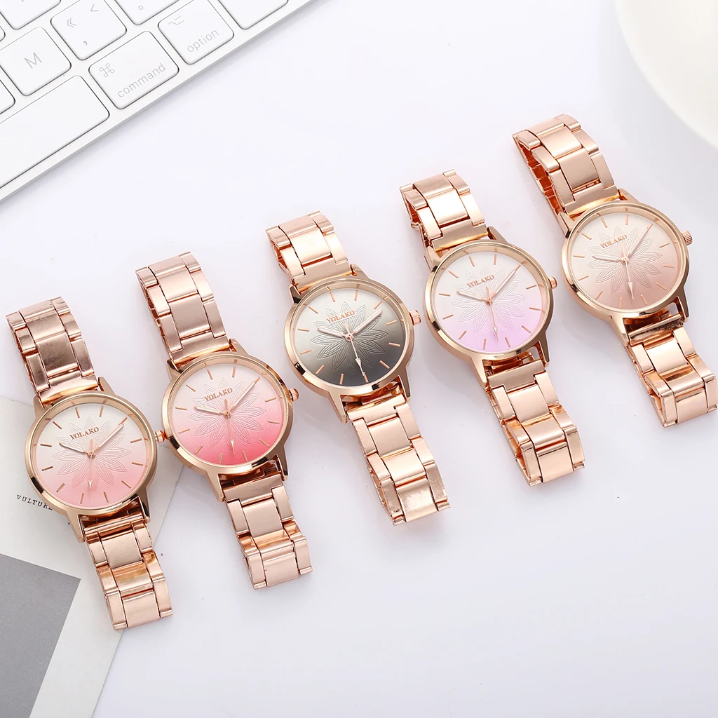 Rose Gold YOLAKO Brand Watches Women Gradient Color Quartz Women Watch Steel Bracelet Women's Wristwatches relogio feminino
Rose Gold YOLAKO Brand Watches Women Gradient Color Quartz Women Watch Steel Bracelet Women's Wristwatches relogio feminino