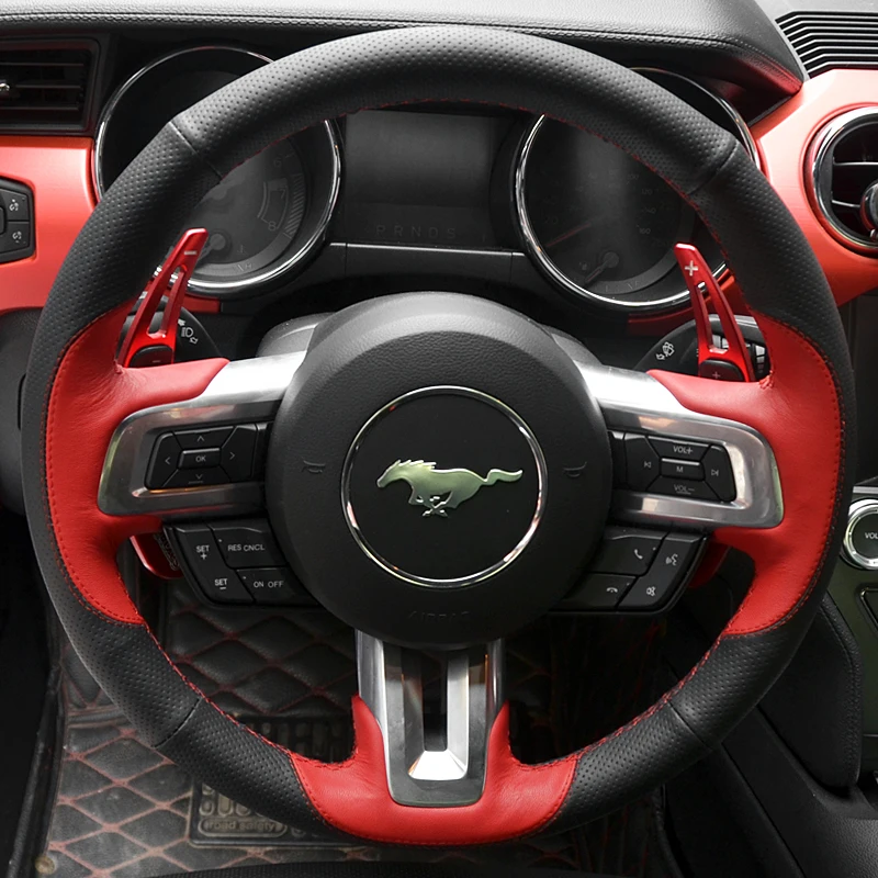 DIY Black Suede Leather Steering Wheel Red Stitch on Wrap Cover Fit For Ford Mustang 2015-2019 / Mustang GT 2015-2019
DIY Black Suede Leather Steering Wheel Red Stitch on Wrap Cover Fit For Ford Mustang 2015-2019 / Mustang GT 2015-2019