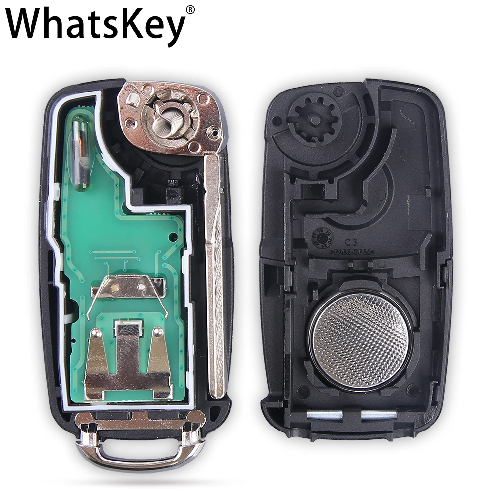 WhatsKey 3 кнопки дистанционного ключа автомобиля для Volkswagen VW Caddy Beetle Jetta EOS Passat Golf Polo