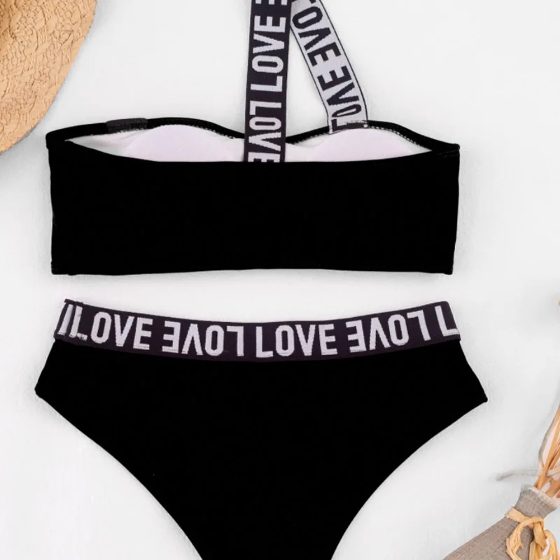 Summer Sexy Letter Bandeau Bikini Swimsuit Women High Waist Bikini Set Swimwear Female One Shoulder Push Up Bathing Suit Biquini
Summer Sexy Letter Bandeau Bikini Swimsuit Women High Waist Bikini Set Swimwear Female One Shoulder Push Up Bathing Suit Biquini