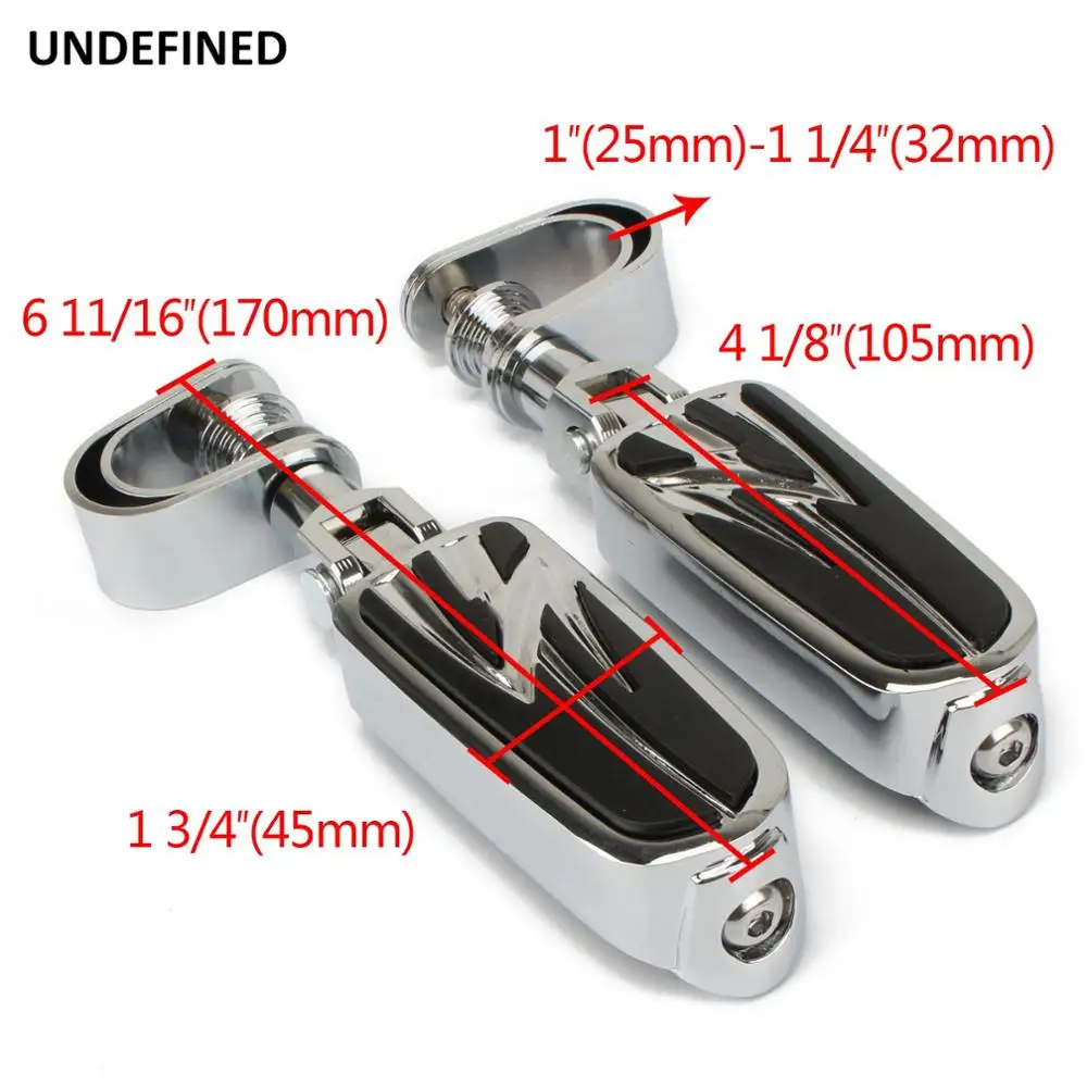 

Motorcycle 1.25" 32mm Foot Pegs Adjustable Highway Footpeg w/ Clamps Engine Guard For Harley Touring Softail Dyna Sportster