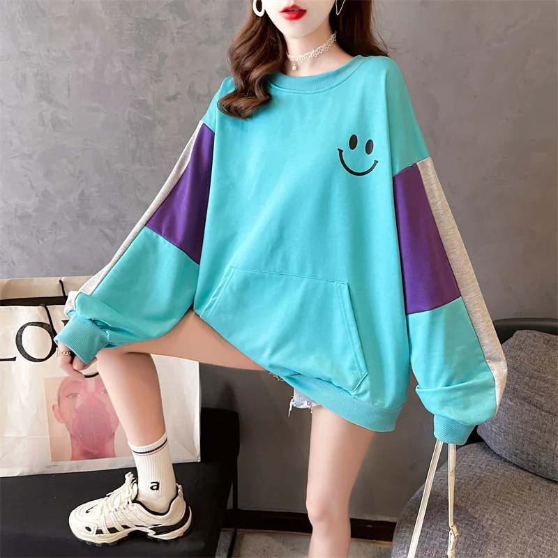 2021 New Women's Spring Autumn Sweatshirt Thin Long Sleeve Smale Print Pullover Casual Korean Loose Tops Sports Sweatshirts
2021 New Women's Spring Autumn Sweatshirt Thin Long Sleeve Smale Print Pullover Casual Korean Loose Tops Sports Sweatshirts