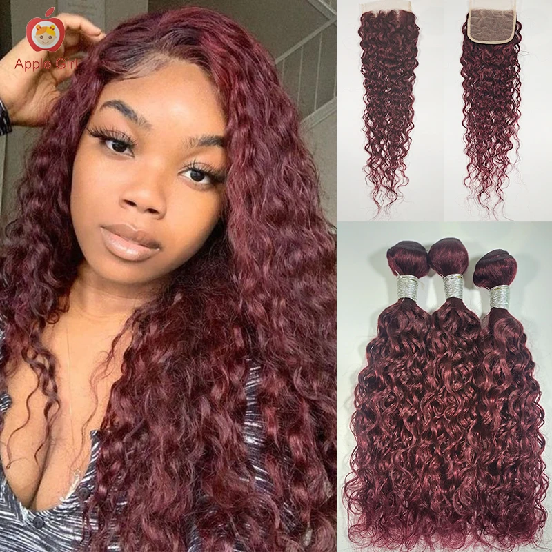 Natural Wave Loose Water Wave Transparent Lace Closure With Bundles 99 J Dark Wine Brazilian Human Hair Bundles With Closure
Natural Wave Loose Water Wave Transparent Lace Closure With Bundles 99 J Dark Wine Brazilian Human Hair Bundles With Closure