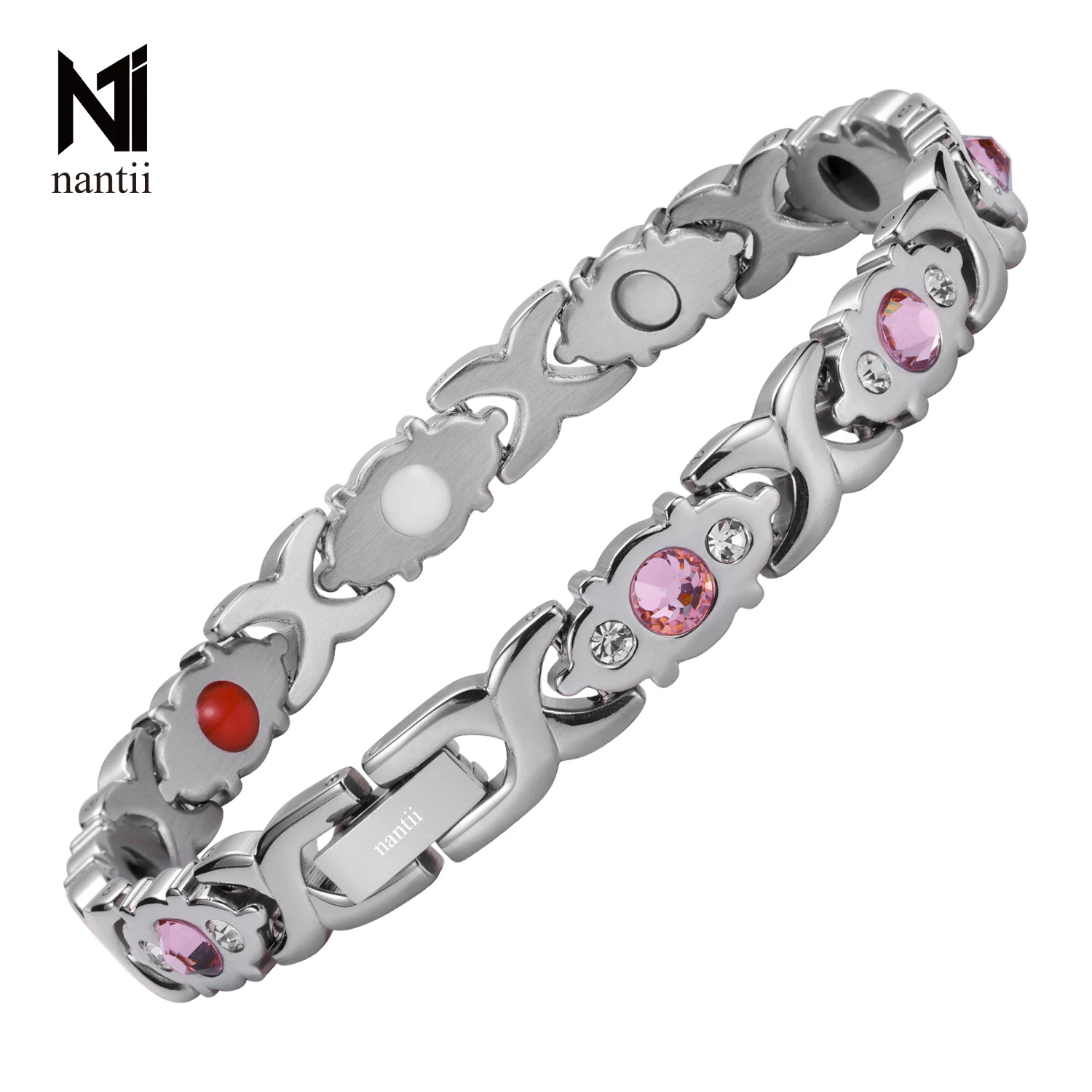 Nantii Female Crystal Stainless Steel Link Chain Charm Magnetic Germanium Far Infrared Bracelet Health Energy Jewelry
Nantii Female Crystal Stainless Steel Link Chain Charm Magnetic Germanium Far Infrared Bracelet Health Energy Jewelry
