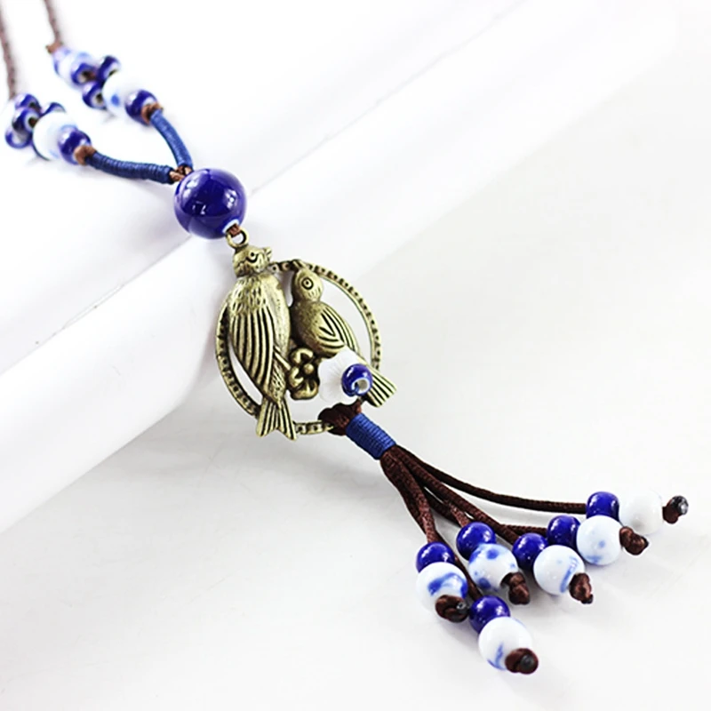 Fashion Women Ceramic Tassel Pendant Necklace Vintage Style Handmade DIY Bird Long Rope Sweater Chain Accessories
Fashion Women Ceramic Tassel Pendant Necklace Vintage Style Handmade DIY Bird Long Rope Sweater Chain Accessories
