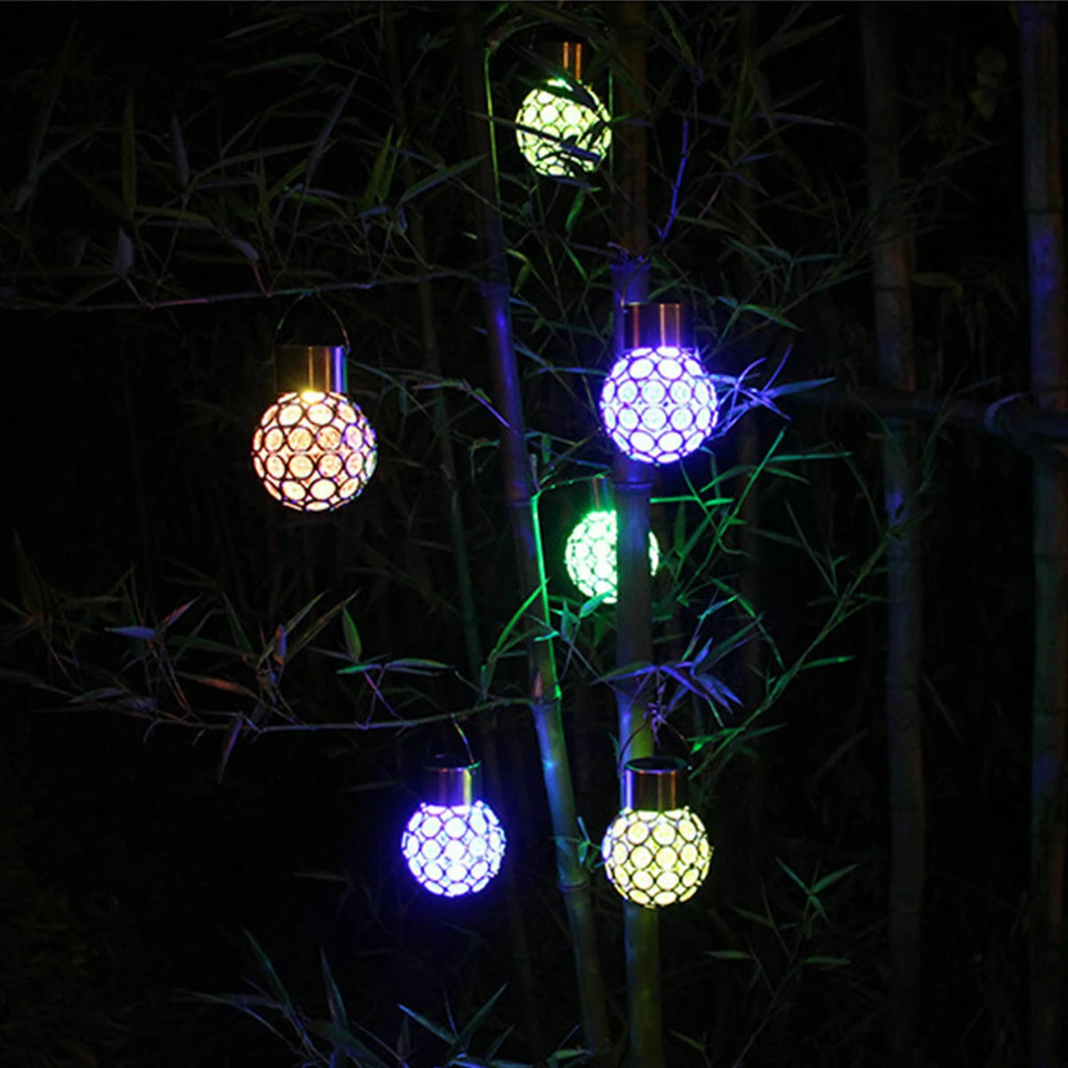Solar Powered Crystal Ball Light Outdoor Garden LED Hanging Christmas Festival Outside Decor | Лампы и освещение