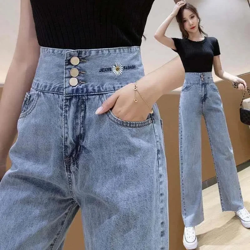 2022 New Spring Autumn High-waist Women Jeans Wide-leg Jeans Women Drape Pant Loose Straight Pants Female Loose Buttons Trousers
2022 New Spring Autumn High-waist Women Jeans Wide-leg Jeans Women Drape Pant Loose Straight Pants Female Loose Buttons Trousers