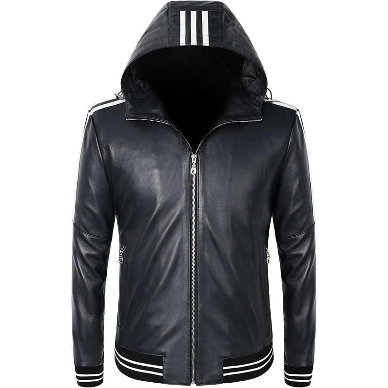 2022 New Legitimate Sheepskin Hooded Leather Men Jacket Perfecto Men's Motorcycle Genuine Leather Coat Streetwear For Spring
2022 New Legitimate Sheepskin Hooded Leather Men Jacket Perfecto Men's Motorcycle Genuine Leather Coat Streetwear For Spring