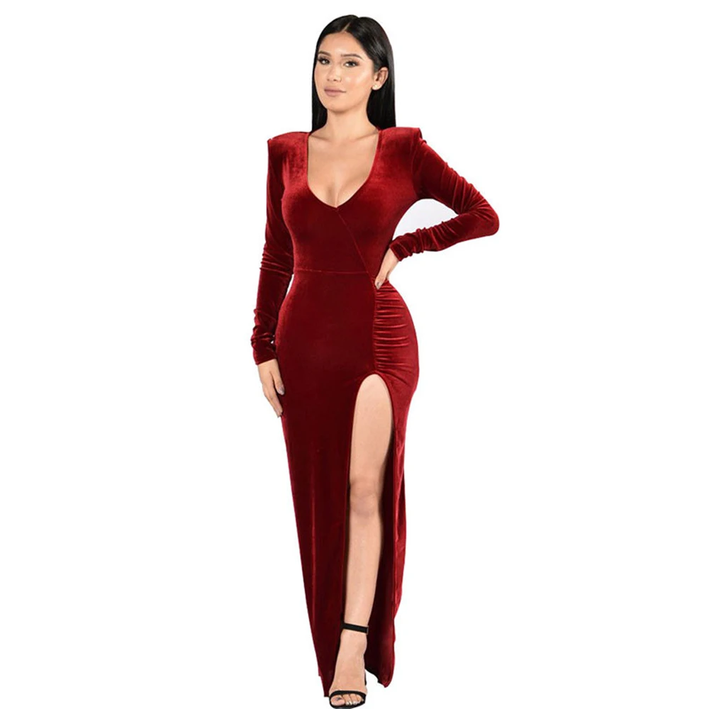 Women Fashion Autumn Split Formal Dress Female Elegant Evening V Neck Long Sleeve Bodycon Maxi Dresses Lady Party Floor Dress
Women Fashion Autumn Split Formal Dress Female Elegant Evening V Neck Long Sleeve Bodycon Maxi Dresses Lady Party Floor Dress