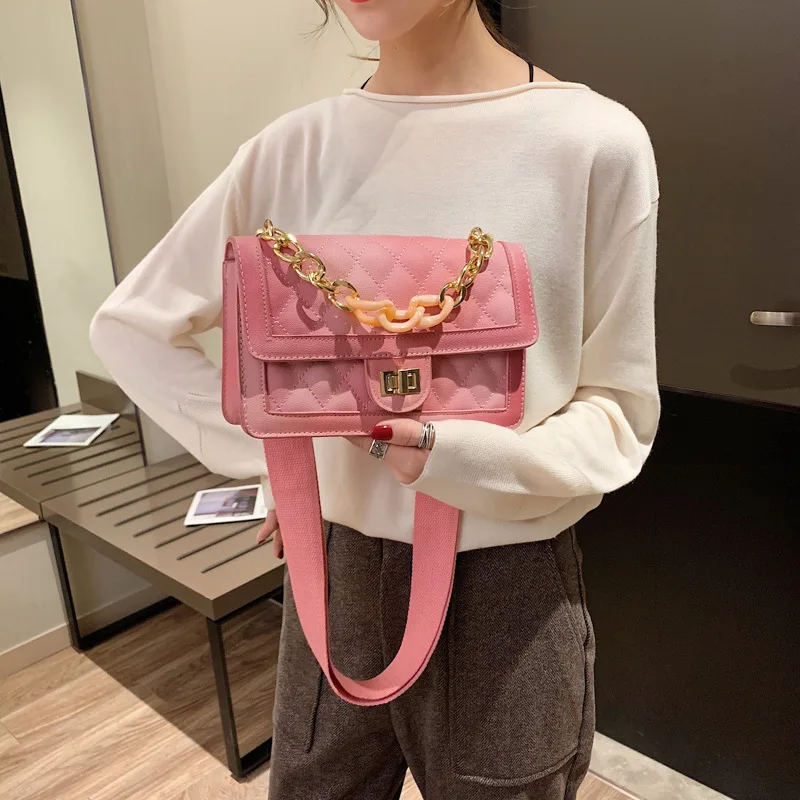 Women's Shoulder Bag Fashion Wide Shoulder Strap Casual Chain One Shoulder Messenger Small Bag High Sense Designer Bag Hand Bags 
Women's Shoulder Bag Fashion Wide Shoulder Strap Casual Chain One Shoulder Messenger Small Bag High Sense Designer Bag Hand Bags