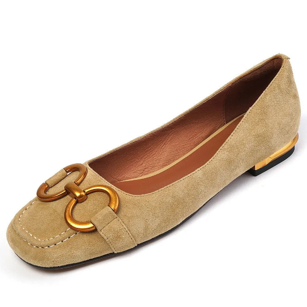 Women's natural suede leather square toe slip-on flats daily single shoes soft comfortable metal buckle casual female shoes sale
Women's natural suede leather square toe slip-on flats daily single shoes soft comfortable metal buckle casual female shoes sale