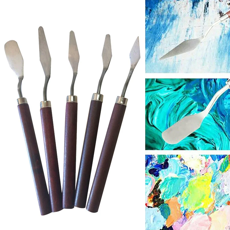 5Pcs Stainless Steel Art Oil Painting Knife Color Mixing Knife Painting Supplies Wooden Flat Head Pointed Paint Scraper Blade
5Pcs Stainless Steel Art Oil Painting Knife Color Mixing Knife Painting Supplies Wooden Flat Head Pointed Paint Scraper Blade